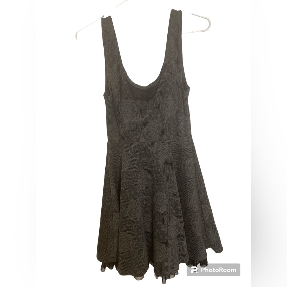 Free People grey rose print mini babydoll dress